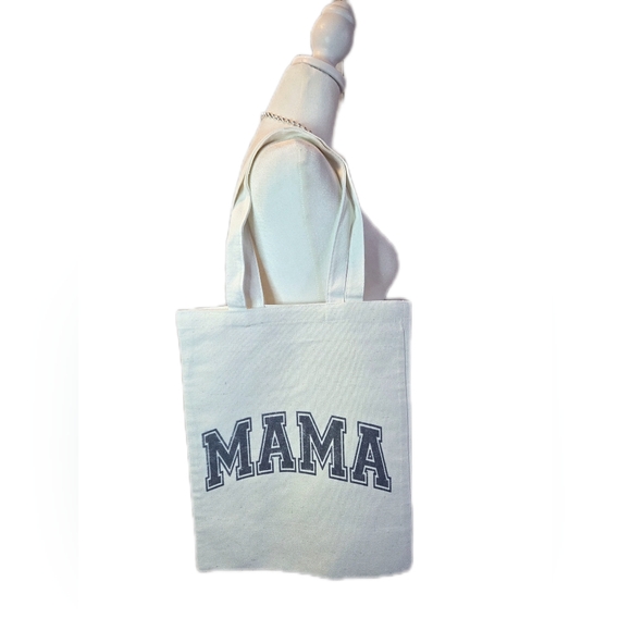 Handbags - Canvas White Tote Bag with 'MAMA' Design